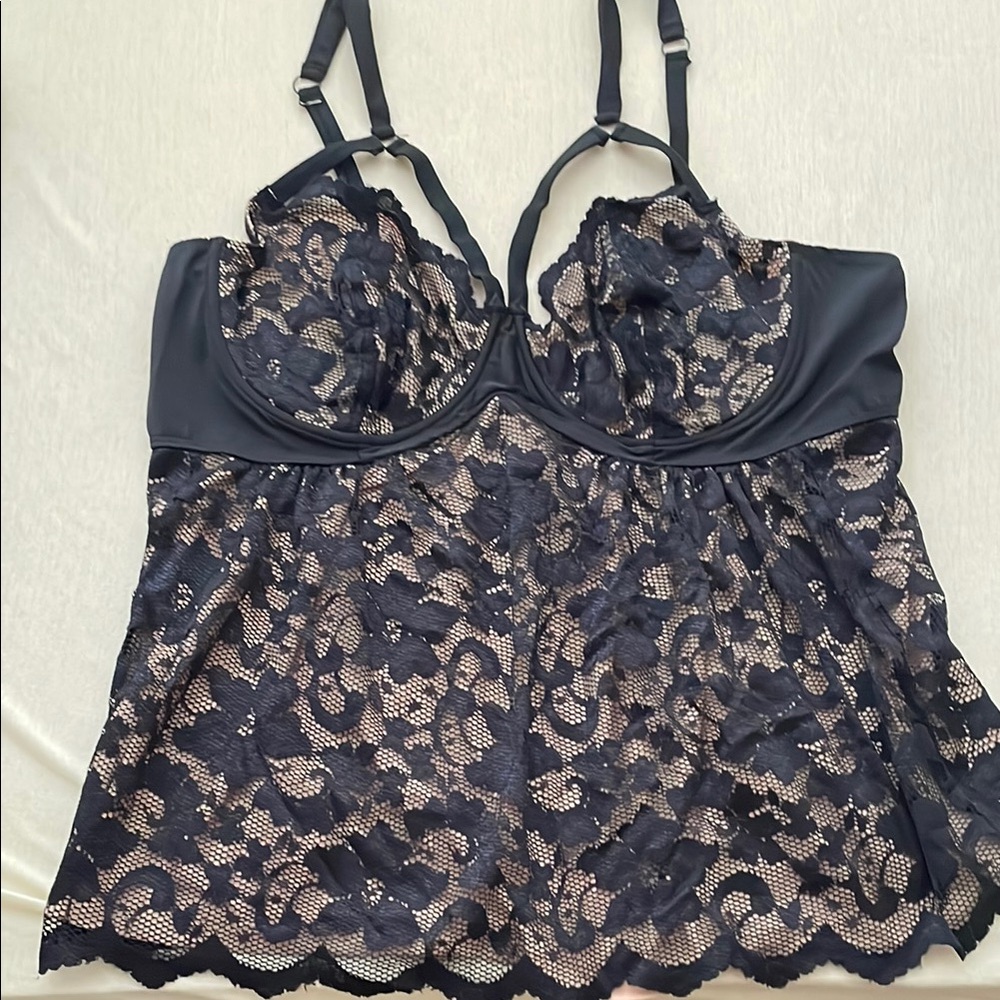 Strappy Black Lace Camisole Provocative Tankini SwimTop